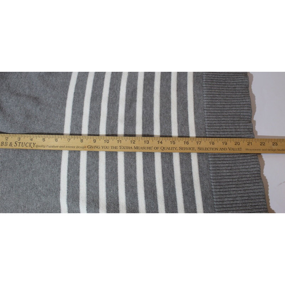 Philosophy Gray White Striped Knit Sweater Women's XL Crewneck Ribbed Ham Cuffs - Picture 10 of 10